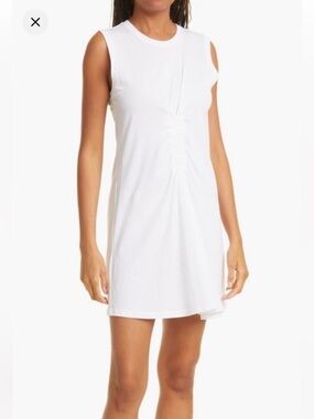ATM Anthony Thomas Melillo White Sleeveless Ruched Front Mini Dress